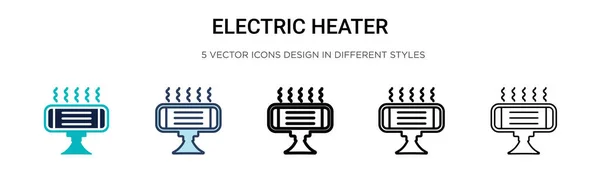 Icono Del Calentador Eléctrico Línea Llena Delgada Contorno Estilo Carrera — Vector de stock