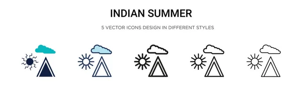 Индийская Летняя Икона Полном Тонкой Линией Очертаниями Штрихами Стиле Векторная — стоковый вектор