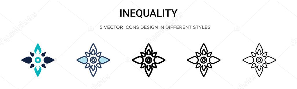 Inequality icon in filled, thin line, outline and stroke style. Vector illustration of two colored and black inequality vector icons designs can be used for mobile, ui, web