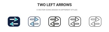 İki sol ok simgesi doldurulmuş, ince çizgi, özet ve vuruş stili. Mobil, ui, web için iki renkli ve siyah iki sol ok vektör ikonu tasarımı vektör illüstrasyonu kullanılabilir