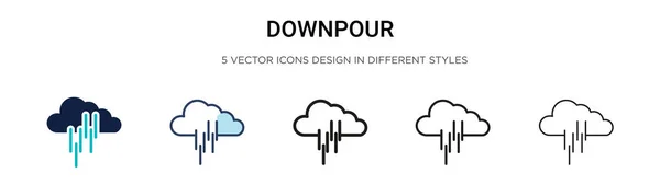 Downpour Icon Filled Thin Line Outline Stroke Style Векторная Иллюстрация — стоковый вектор