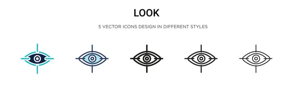 Look Icon Filled Thin Line Outline Stroke Style Vector Illustration — Stock Vector