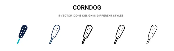 Иконка Corndog Заполнена Тонкая Линия Контур Штрих Стиле Векторная Иллюстрация — стоковый вектор