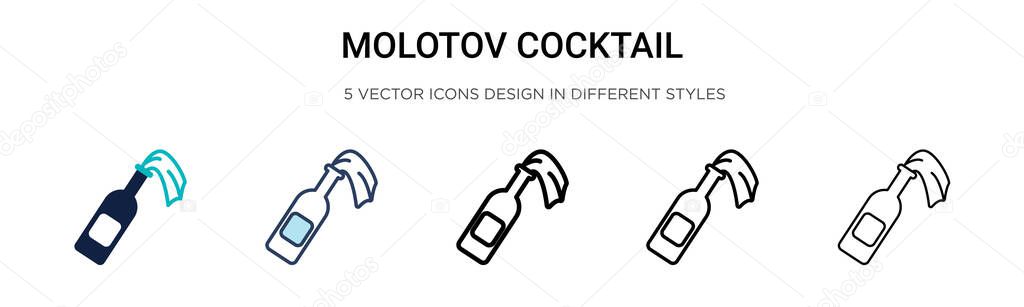 Molotov cocktail icon in filled, thin line, outline and stroke style. Vector illustration of two colored and black molotov cocktail vector icons designs can be used for mobile, ui, web