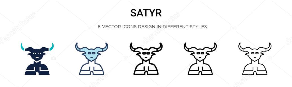 Satyr icon in filled, thin line, outline and stroke style. Vector illustration of two colored and black satyr vector icons designs can be used for mobile, ui, web vector Satyr icon in filled, thin line, outline and stroke style. Vector illustration of two colored and black satyr vector icons designs can be used for mobile, ui, web vector