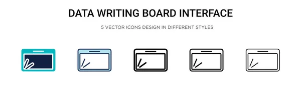 Icono Interfaz Placa Escritura Datos Línea Llena Delgada Contorno Estilo — Archivo Imágenes Vectoriales