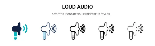 Luminoso Icono Audio Línea Llena Delgada Contorno Estilo Carrera Ilustración — Vector de stock