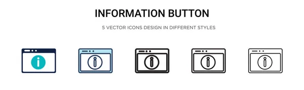 Icône Bouton Information Dans Rempli Ligne Mince Contour Style Course — Image vectorielle