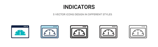 Icono Los Indicadores Línea Llena Delgada Contorno Estilo Trazo Ilustración — Archivo Imágenes Vectoriales