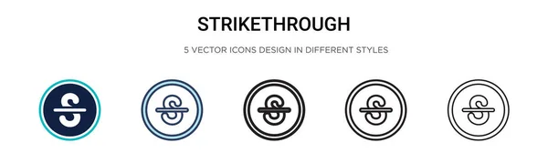 塗りつぶし 細い線 アウトライン ストロークのスタイルでストライクスルーアイコン 2色と黒のストライクスルーベクトルのアイコンのベクトルイラストは モバイル Webに使用することができます — ストックベクタ