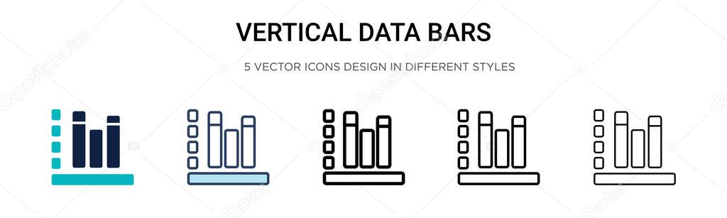 Vertical data bars icon in filled, thin line, outline and stroke style. Vector illustration of two colored and black vertical data bars vector icons designs can be used for mobile, ui, web