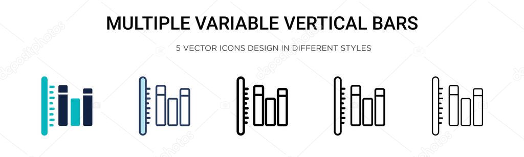 Multiple variable vertical bars icon in filled, thin line, outline and stroke style. Vector illustration of two colored and black multiple variable vertical bars vector icons designs can be used for