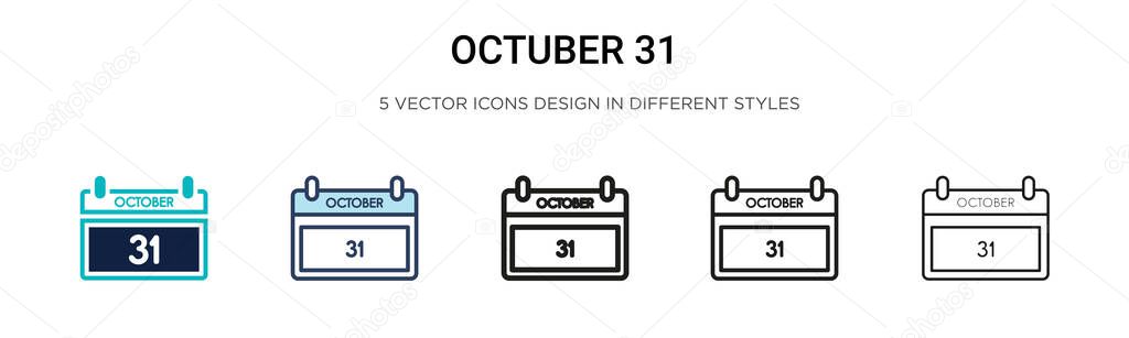 Octuber 31 icon in filled, thin line, outline and stroke style. Vector illustration of two colored and black octuber 31 vector icons designs can be used for mobile, ui, web