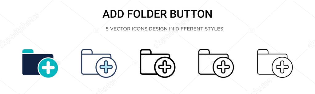 Add folder button icon in filled, thin line, outline and stroke style. Vector illustration of two colored and black add folder button vector icons designs can be used for mobile, ui, web