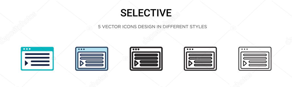 Selective icon in filled, thin line, outline and stroke style. Vector illustration of two colored and black selective vector icons designs can be used for mobile, ui, web
