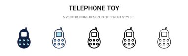 Telefon oyuncağı ikonu dolu, ince çizgi, özet ve vuruş stili. İki renkli ve siyah telefon oyuncağı vektör ikonu tasarımı mobil, ui, web için kullanılabilir