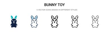 Tavşan oyuncağı ikonu, ince çizgi, özet ve vuruş stili. Mobil, ui, web için iki renkli ve siyah tavşan vektör ikonu tasarımı vektör illüstrasyonu kullanılabilir