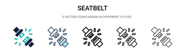 stock vector Seatbelt icon in filled, thin line, outline and stroke style. Vector illustration of two colored and black seatbelt vector icons designs can be used for mobile, ui, web