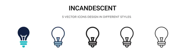 Icône Incandescente Forme Trait Contour Trait Illustration Vectorielle Deux Icônes — Image vectorielle