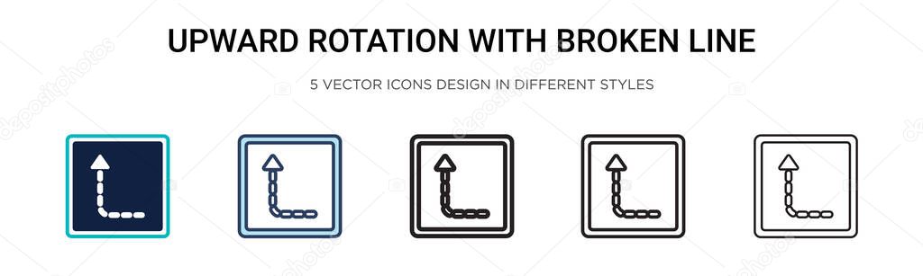 Upward rotation with broken line icon in filled, thin line, outline and stroke style. Vector illustration of two colored and black upward rotation with broken line vector icons designs can be used