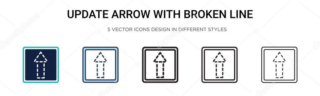 Update arrow with broken line icon in filled, thin line, outline and stroke style. Vector illustration of two colored and black update arrow with broken line vector icons designs can be used for