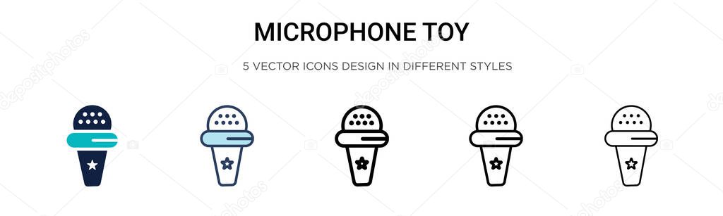 Microphone toy icon in filled, thin line, outline and stroke style. Vector illustration of two colored and black microphone toy vector icons designs can be used for mobile, ui, web