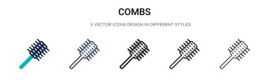 Combs simgesi doldurulmuş, ince çizgi, özet ve vuruş stili. İki renkli ve siyah taraklı vektör ikonu tasarımı mobil, ui, web için kullanılabilir