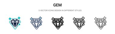 Mücevher simgesi doldurulmuş, ince çizgi, ana hatlar ve vuruş stili. Mobil, ui, web için iki renkli ve siyah mücevher vektör ikonu tasarımının vektör illüstrasyonu kullanılabilir