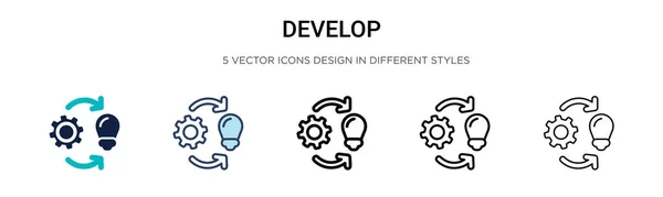 Ontwikkel Icoon Gevulde Dunne Lijn Omtrek Slagstijl Vector Illustratie Van — Stockvector