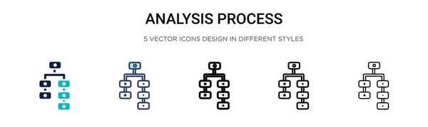 Icono Del Proceso Análisis Línea Llena Delgada Contorno Estilo Trazo — Archivo Imágenes Vectoriales