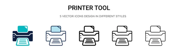 Printer Tool Icon Filled Thin Line Outline Stroke Style Vector — Stock Vector