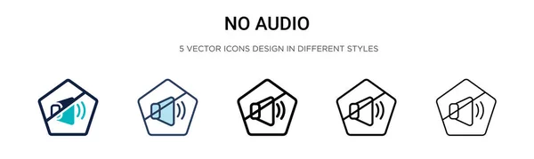 Жодна Піктограма Звуку Заповнена Тонка Лінія Контур Стиль Штрихування Векторні — стоковий вектор