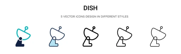 Ikona Transmisji Sygnału Dish Wypełnionej Cienkiej Linii Zarys Styl Skoku — Wektor stockowy
