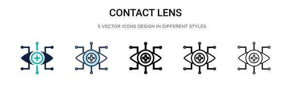 Contact Lens Icon Filled Thin Line Outline Stroke Style Vector — Stock Vector