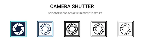 フルライン アウトライン ストロークスタイルのカメラシャッターアイコン 2色と黒のカメラシャッターベクトルのアイコンのベクトルイラストは モバイル Webに使用することができます — ストックベクタ