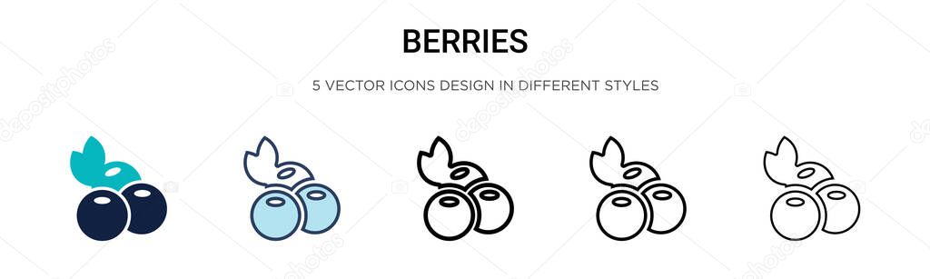Berries icon in filled, thin line, outline and stroke style. Vector illustration of two colored and black berries vector icons designs can be used for mobile, ui, web