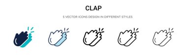 Clap icon in filled, thin line, outline and stroke style. Vector illustration of two colored and black clap vector icons designs can be used for mobile, ui, web clipart