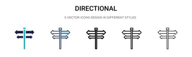 Yön belirteç simgesi doldurulmuş, ince çizgi, ana hatlar ve vuruş stili. Mobil, ui, web için iki renkli ve siyah yön işaretleri vektör simgeleri tasarımı kullanılabilir