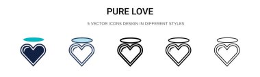Saf aşk ikonu, ince çizgi, özet ve vuruş stili. Mobil, ui, web için iki renkli ve siyah saf aşk vektör ikonu tasarımı vektör illüstrasyonu kullanılabilir