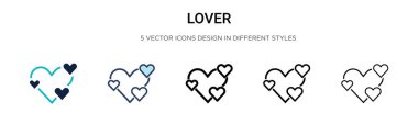 Aşk ikonu, ince çizgi, özet ve vuruş stili. Mobil, ui, web için iki renkli ve siyah sevgili vektör ikonu tasarımı vektör çizimi kullanılabilir