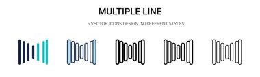 Çoklu çizgi simgesi, ince çizgi, özet ve vuruş stili. Mobil, ui, web için iki renkli ve siyah çoklu çizgi vektör ikonlarının vektör çizimi kullanılabilir