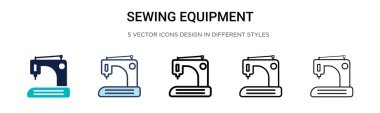 Dikiş malzemeleri ikonu, ince çizgi, ana hatlar ve vuruş stili. Mobil, ui, web için iki renkli ve siyah dikiş ekipmanı ikonu tasarımı vektör illüstrasyonu kullanılabilir
