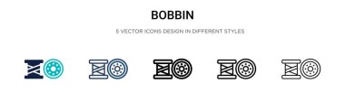 Bobbin simgesi doldurulmuş, ince çizgi, özet ve vuruş stili. Mobil, ui, web için iki renkli ve siyah bobbin vektör simgesi tasarımı vektör illüstrasyonu kullanılabilir