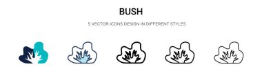 Dolu, ince çizgi, özet ve vuruş tarzında Bush simgesi. Mobil, ui, web için iki renkli ve siyah çalı vektör ikonu tasarımı vektör illüstrasyonu kullanılabilir