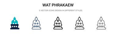 Wat phrakaew simgesi doldurulmuş, ince çizgi, özet ve vuruş stili. Mobil, ui, web için iki renkli ve siyah wat phrakaew vektör simgeleri vektör illüstrasyonu kullanılabilir