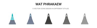 Wat phrakaew simgesi doldurulmuş, ince çizgi, özet ve vuruş stili. Mobil, ui, web için iki renkli ve siyah wat phrakaew vektör simgeleri vektör illüstrasyonu kullanılabilir