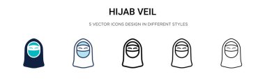 Başörtüsü simgesi dolu, ince çizgi, özet ve vuruş stili. Mobil, ui, web için iki renkli ve siyah tesettür vektör ikonu tasarımı vektör illüstrasyonu kullanılabilir