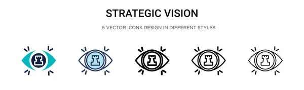 Strategisk Vision Ikon Fylld Tunn Linje Kontur Och Stroke Stil — Stock vektor