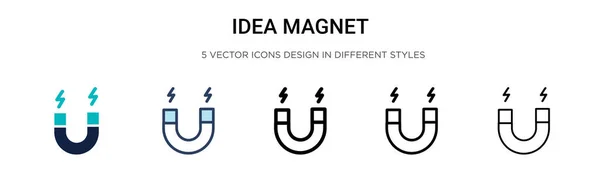 Idea Icono Imán Línea Llena Delgada Contorno Estilo Trazo Ilustración — Vector de stock