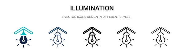 Belysningsikon Fylld Tunn Linje Kontur Och Stroke Stil Vektor Illustration — Stock vektor